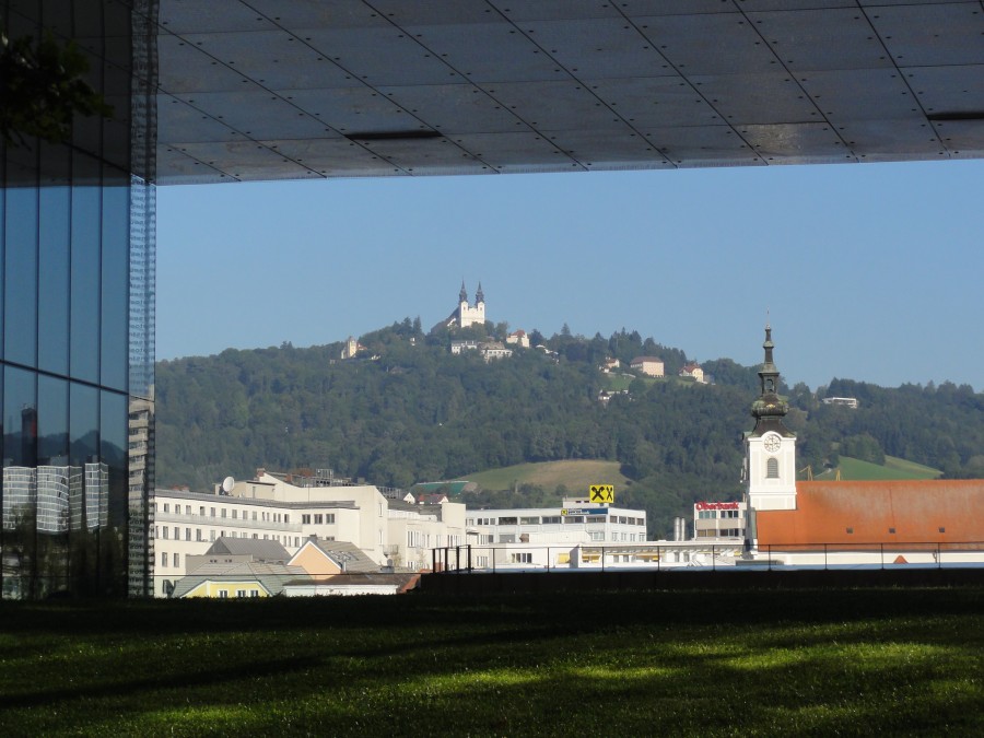 View from the Art Museum to Pöstlingberg Linz