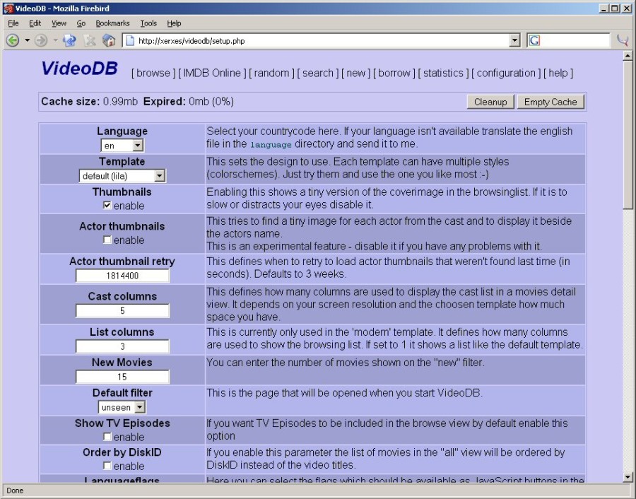 Configuration Screen